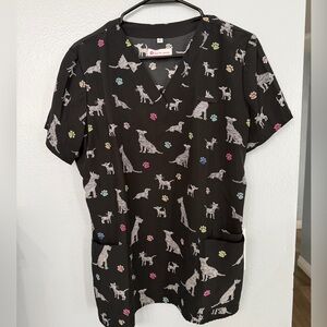 LOT OF 3! Different designs White Cross V Neck Scrub Tops Size M